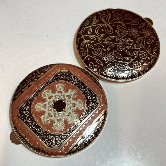 Vintage compact mid century 50-60’s Florentine Italian leather, gold gilt mirror - Picture 9 of 9